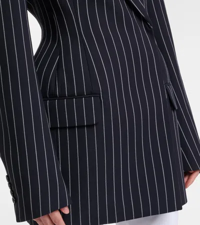 Mugler Pinstripe Double-breasted Jacket In Blue