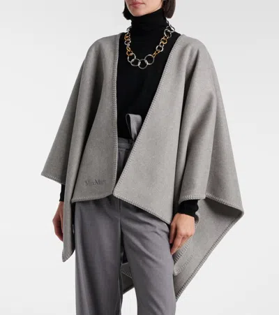 Max Mara Virgin Wool Cape In Gray