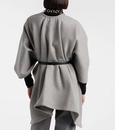 Max Mara Virgin Wool Cape In Gray