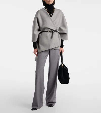 Max Mara Virgin Wool Cape In Gray