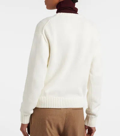 Polo Ralph Lauren Cotton Bear Long Sleeve Crew Neck In White