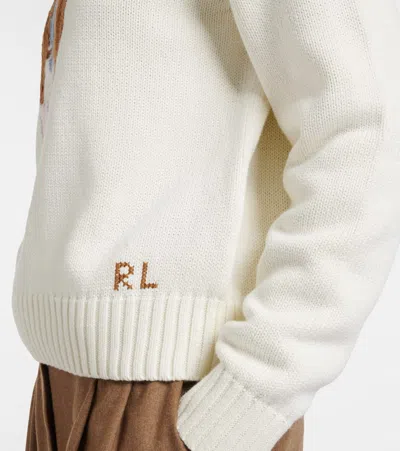 Polo Ralph Lauren Cotton Bear Long Sleeve Crew Neck In White