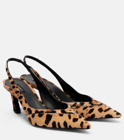 Givenchy Leopard-print Calf Hair Slingback Sandals In Brown