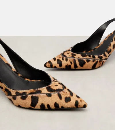 Givenchy Leopard-print Calf Hair Slingback Sandals In Brown