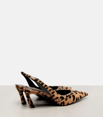 Givenchy Leopard-print Calf Hair Slingback Sandals In Brown