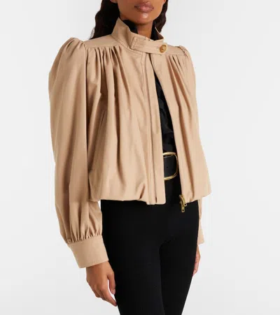 Chloé Women Beige Cropped Jacket With Gathered Shoulders In Cotton Woman In Brown