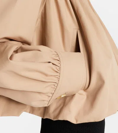 Chloé Women Beige Cropped Jacket With Gathered Shoulders In Cotton Woman In Brown