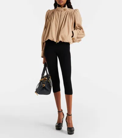 Chloé Women Beige Cropped Jacket With Gathered Shoulders In Cotton Woman In Brown