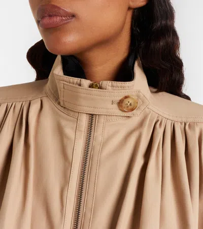 Chloé Women Beige Cropped Jacket With Gathered Shoulders In Cotton Woman In Brown