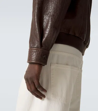 Frame Leather Bomber Jacket In Brown