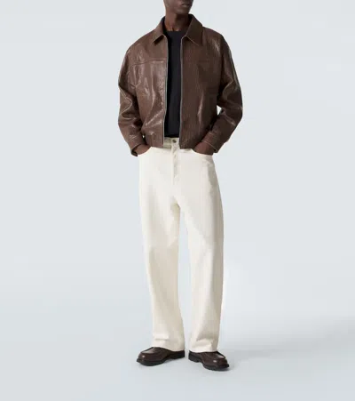 Frame Leather Bomber Jacket In Brown