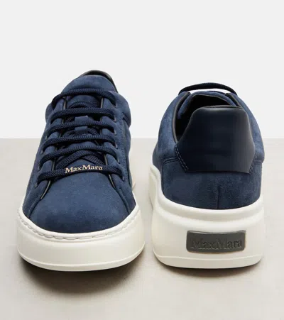 Max Mara Suede Platform Sneakers In Blue