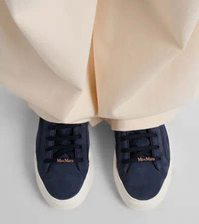Max Mara Suede Platform Sneakers In Blue
