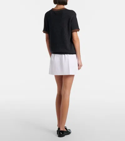 Prada Poplin Mini Skirt Belt Loops Waistband Pleated In White