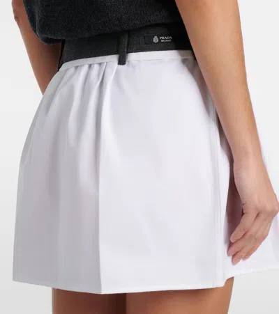 Prada Poplin Mini Skirt Belt Loops Waistband Pleated In White
