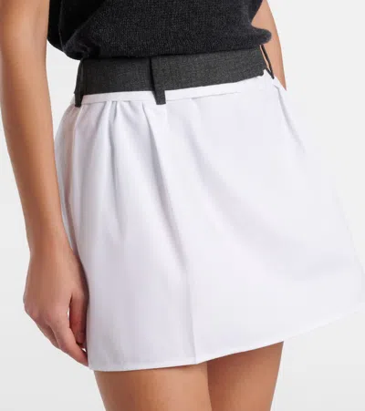 Prada Poplin Mini Skirt Belt Loops Waistband Pleated In White