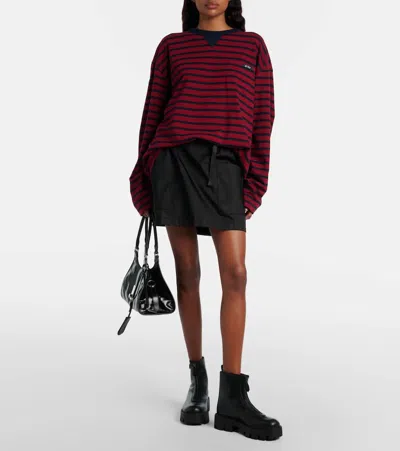 Prada Leather Platform Ankle Boots In Black