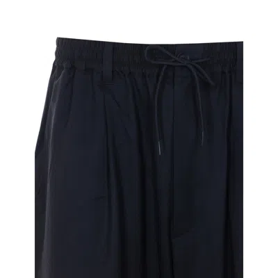 Y-3 Elasticated Logo Patch Trousers In Blue