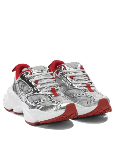 Christian Louboutin So Flo Metallic Leather-trimmed Mesh Sneakers In Gray
