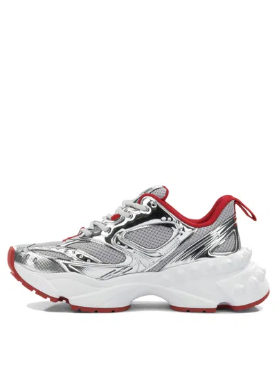 Christian Louboutin So Flo Metallic Leather-trimmed Mesh Sneakers In Gray
