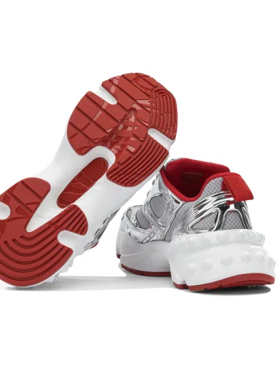Christian Louboutin So Flo Metallic Leather-trimmed Mesh Sneakers In Gray