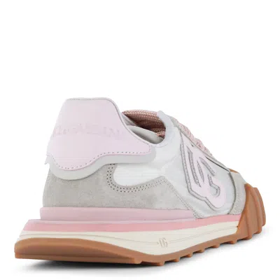Dolce & Gabbana Dg Athletic Sneakers In Ivory And Pink Fabric And Leather In Multi