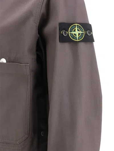 Stone Island Buttoned Patch Jacket In Gray