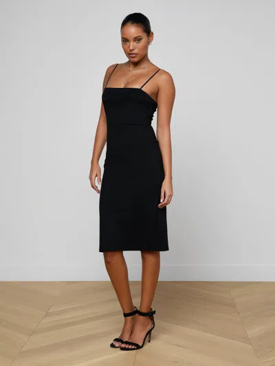 L'agence Eira Spaghetti Strap Midi Dress In Black