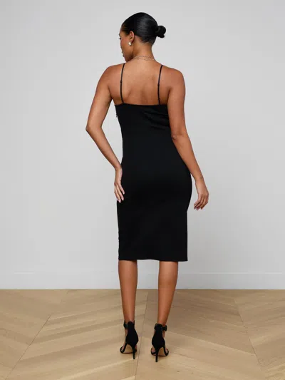 L'agence Eira Spaghetti Strap Midi Dress In Black