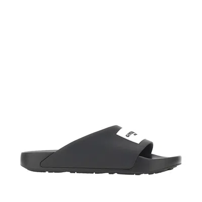 Givenchy Label Flat Mules In Black Rubber Women In Multi