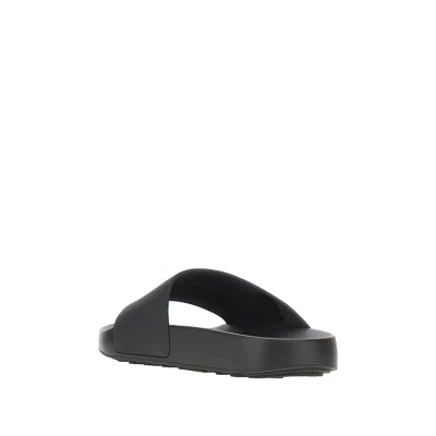 Givenchy Label Flat Mules In Black Rubber Women In Multi