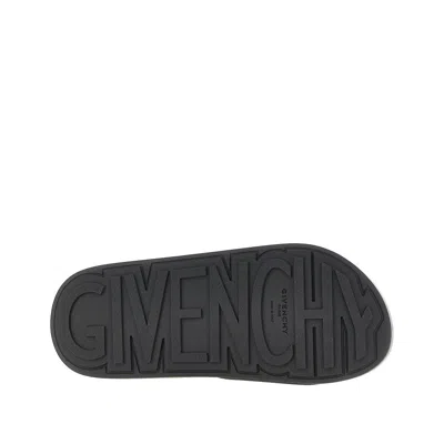 Givenchy Label Flat Mules In Black Rubber Women In Multi