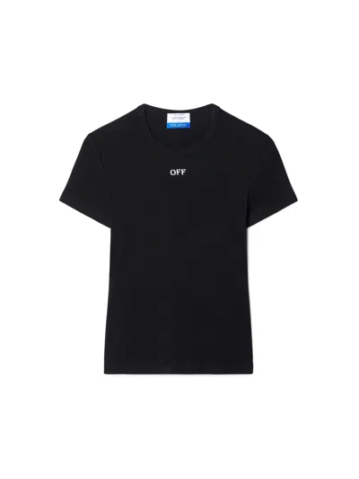 Off-white Off White Off Stamp Rib Basic Tee Black White In Black