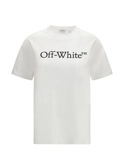 Off-white Relaxed Fit Cotton Tee With Oversized Logo In White