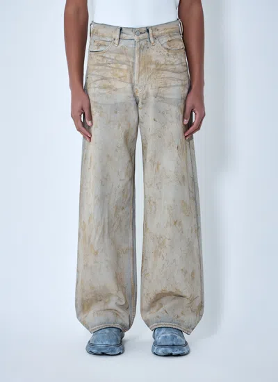 Acne Studios Men Wide-leg Distressed Pants In White