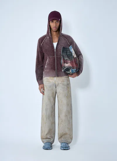 Acne Studios Men Wide-leg Distressed Pants In White