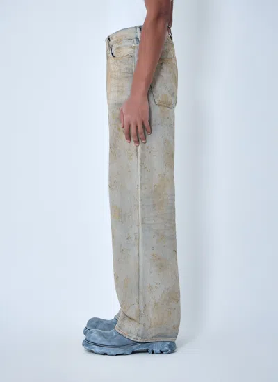 Acne Studios Men Wide-leg Distressed Pants In White