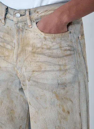 Acne Studios Men Wide-leg Distressed Pants In White