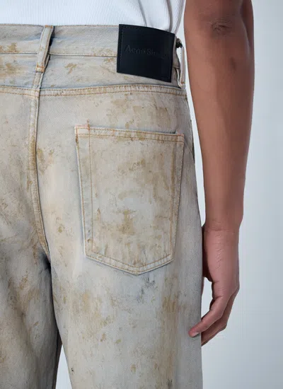 Acne Studios Men Wide-leg Distressed Pants In White