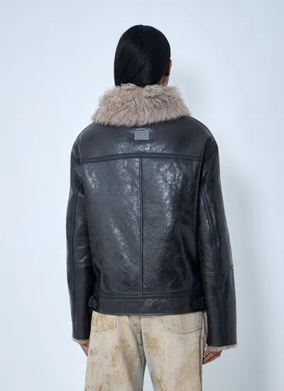 Acne Studios Women Leather Shearling Jacket In Multi