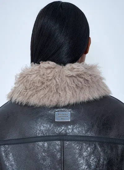 Acne Studios Women Leather Shearling Jacket In Multi