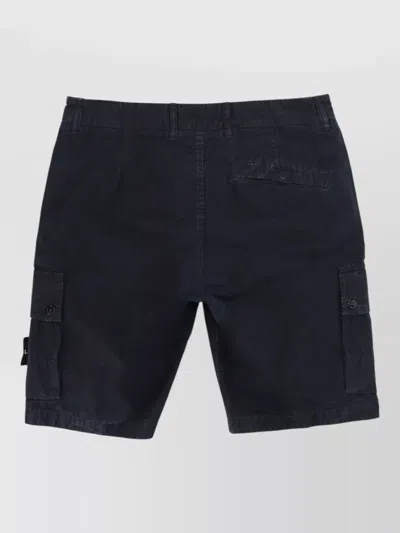 Stone Island Old Effect Cotton Cargo Bermuda Shorts Clothing In Black