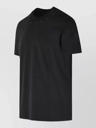 Moncler Black Solid Crew Neck T-shirt In Black