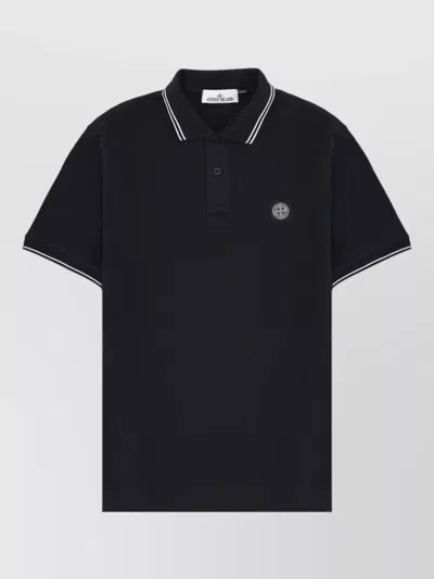 Stone Island Mens Black Brand-patch Regular-fit Stretch-cotton Polo Shirt Xl In Black
