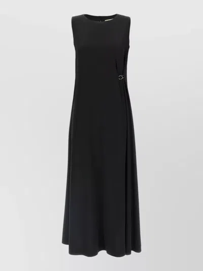 Herno Sleeveless Diagonal Dress Draped Metal Ring In Black