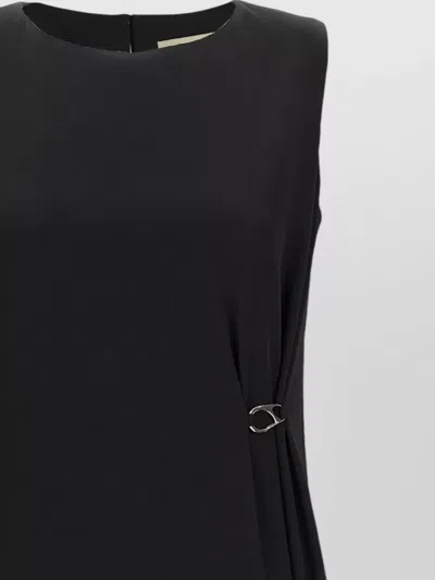 Herno Sleeveless Diagonal Dress Draped Metal Ring In Black