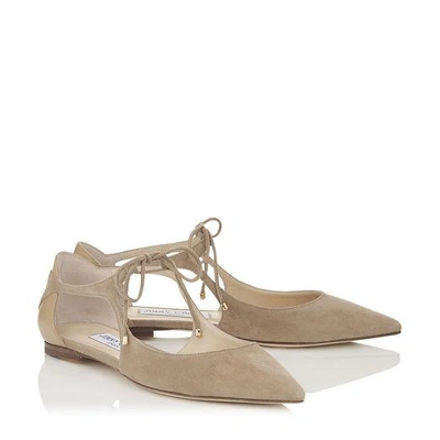 Shop Jimmy Choo Vanessa Flat Nude Suede And Nappa Pointy Toe Flats In Nude/nude