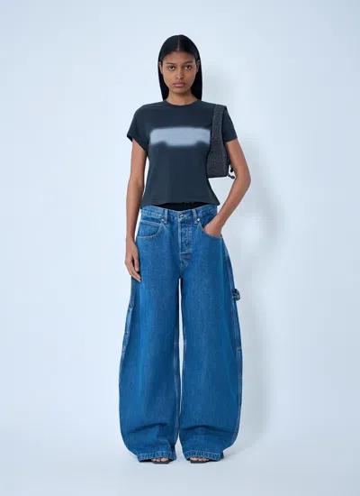 Alexander Wang Alexanderwang. T Prestyled High Rise Oversized Jeans With Logo Elastic In Deep Blue