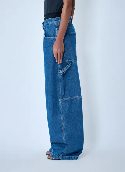 Alexander Wang Alexanderwang. T Prestyled High Rise Oversized Jeans With Logo Elastic In Deep Blue