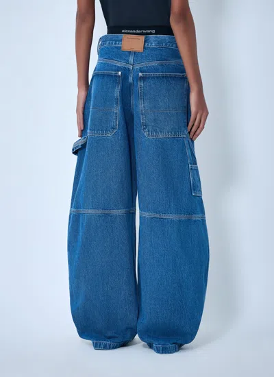 Alexander Wang Alexanderwang. T Prestyled High Rise Oversized Jeans With Logo Elastic In Deep Blue